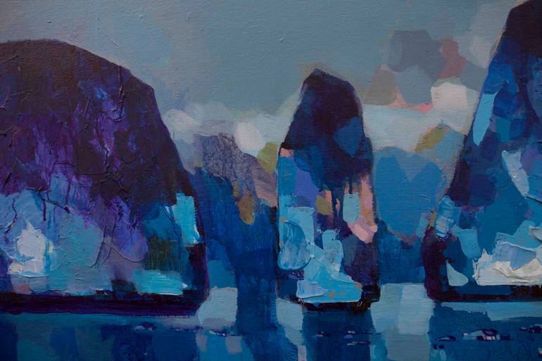 Original Art Deco Boat Painting by Khanh The Bui