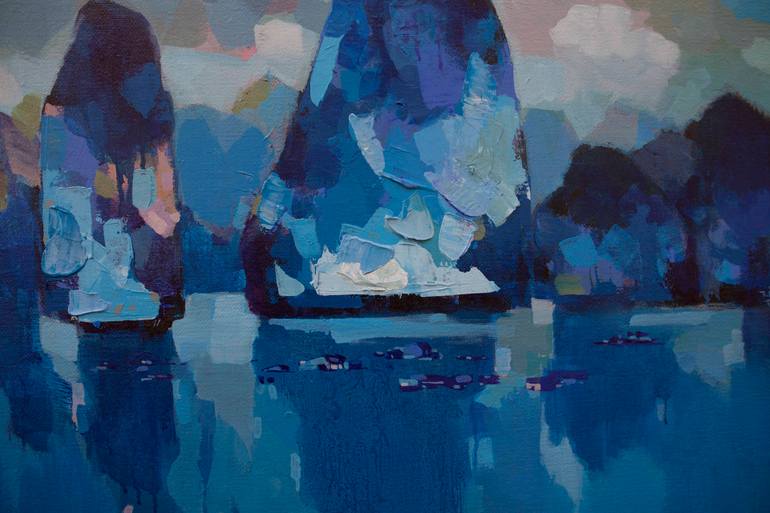 Original Art Deco Boat Painting by Khanh The Bui