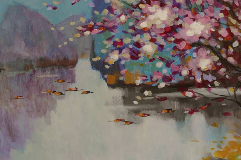 Original Art Deco Landscape Painting by Khanh The Bui