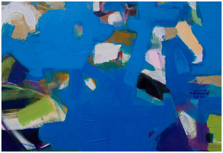 Original Abstract Expressionism Beach Painting by Khanh The Bui