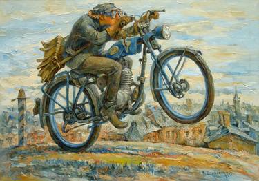 Original Expressionism Motorbike Paintings by Vladimir Tarasenko