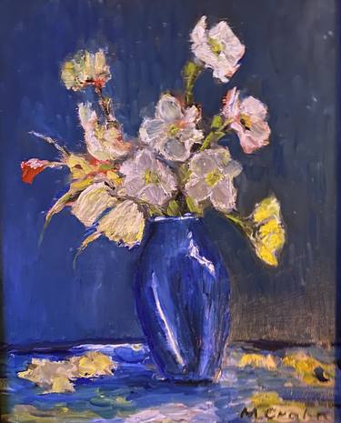 Flowers in blue vase thumb