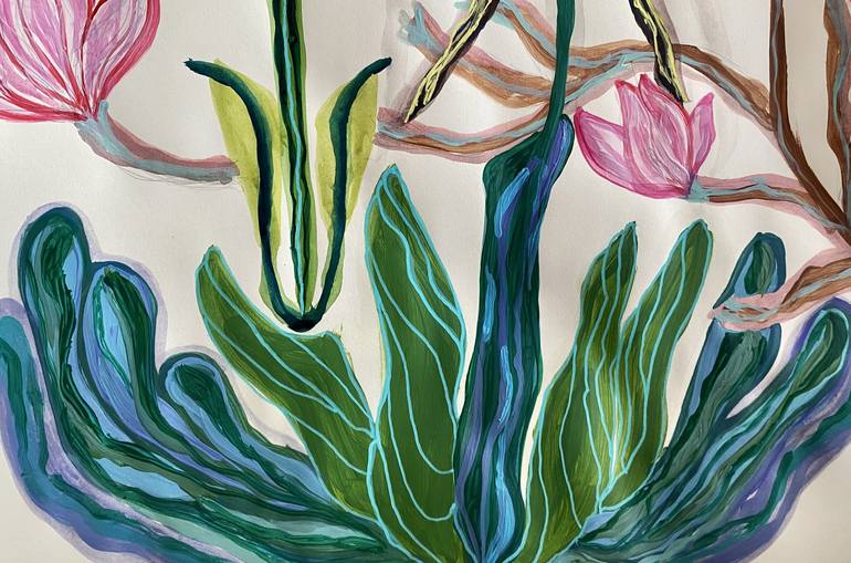 Original Art Deco Floral Painting by Elisa Ochoa