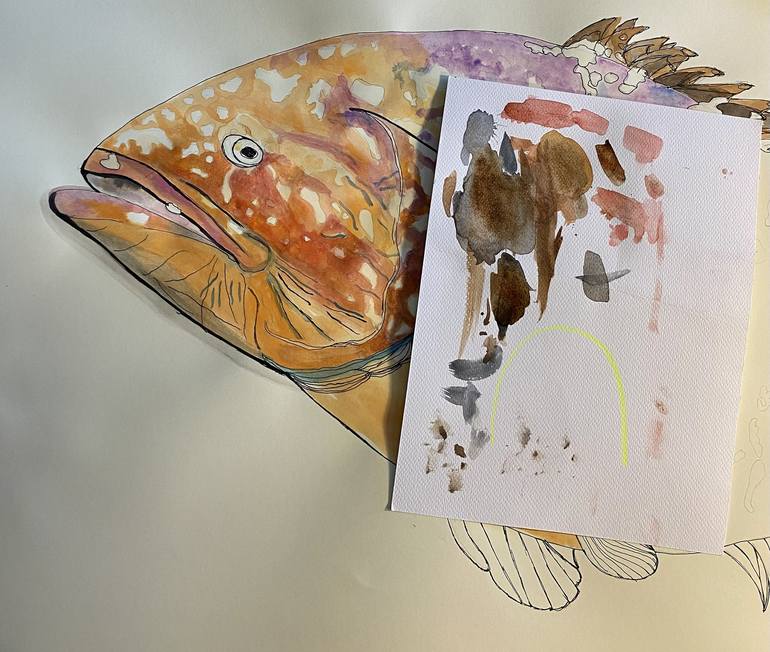 Original Illustration Fish Drawing by Elisa Ochoa