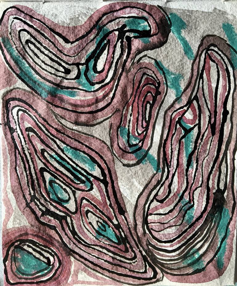 Original Abstract Expressionism Landscape Drawings by Elisa Ochoa