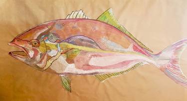 Original Expressionism Fish Drawings by Elisa Ochoa