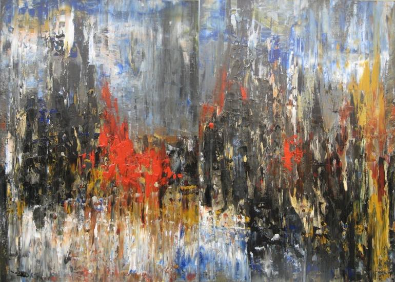 City, diptych, both parts Painting by Tanya Vasilenko | Saatchi Art