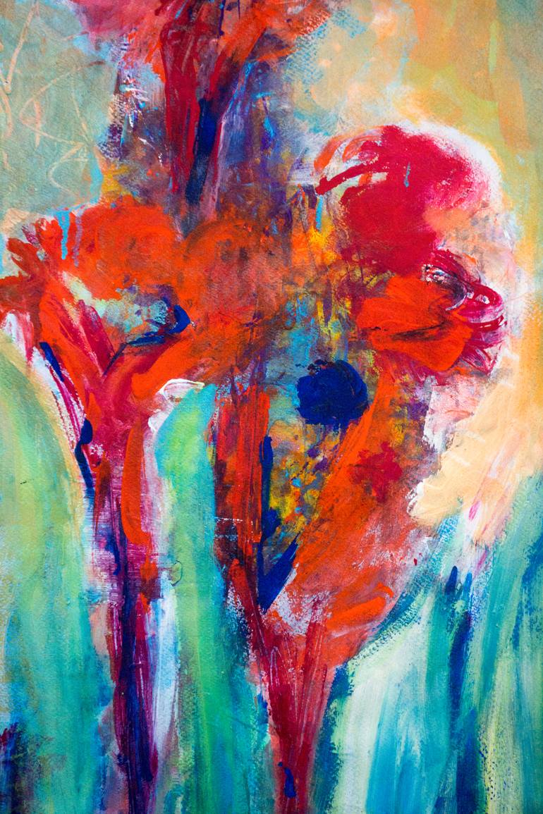 Original Abstract Expressionism Floral Painting by Antje Kerl-Akkan