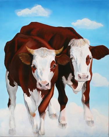 Print of Cows Paintings by Barbara Miani