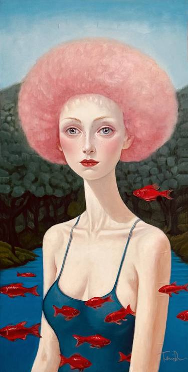 Original Surrealism People Painting by Terri Duan
