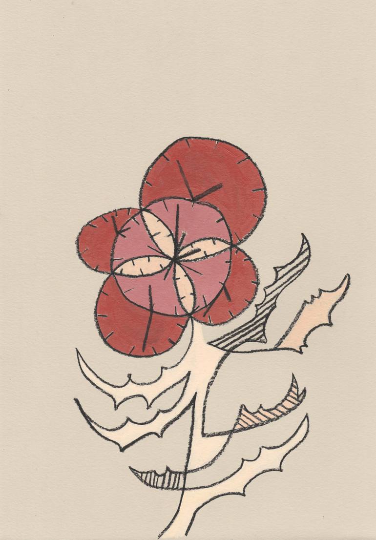 Original Abstract Floral Drawing by Gabriel Böhmer
