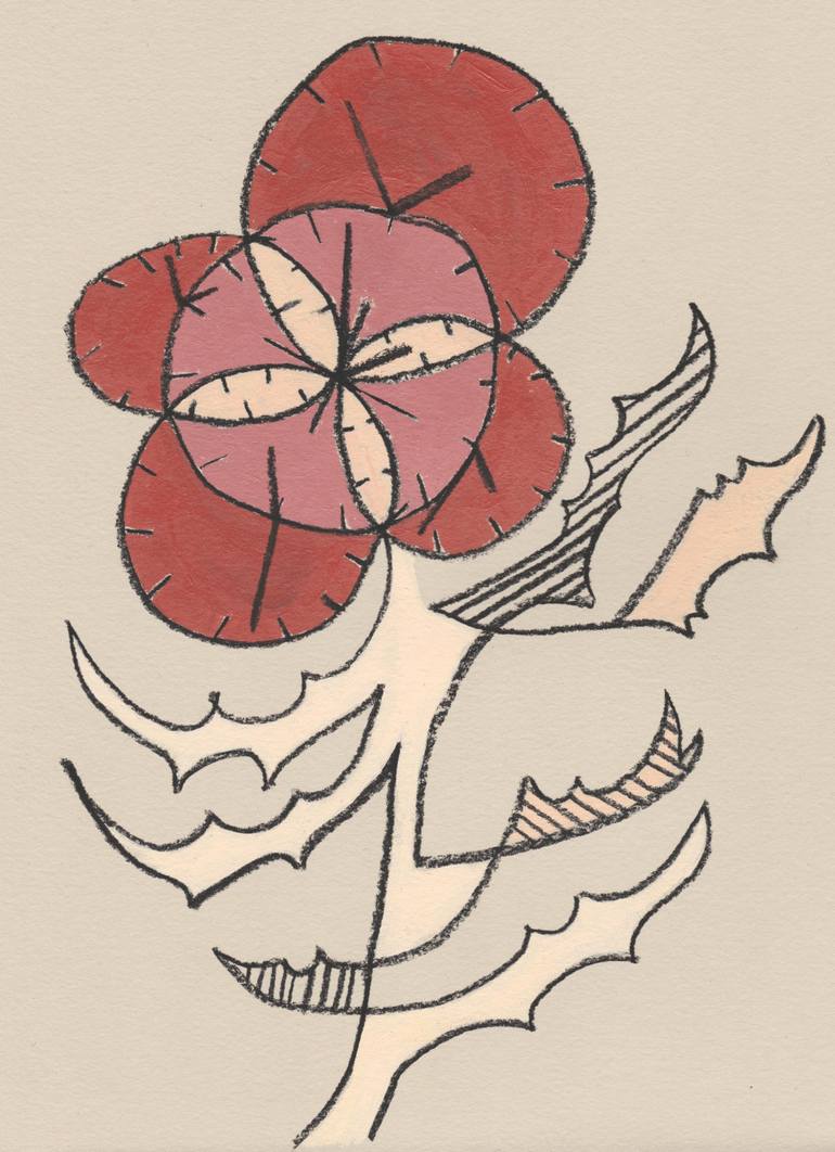 Original Abstract Floral Drawing by Gabriel Böhmer