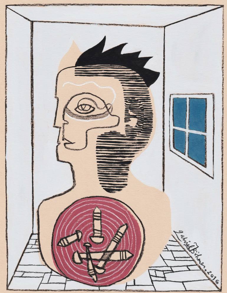 Original Abstract People Drawing by Gabriel Böhmer