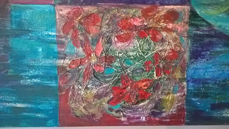 Original Abstract Expressionism Floral Painting by Galya Koleva