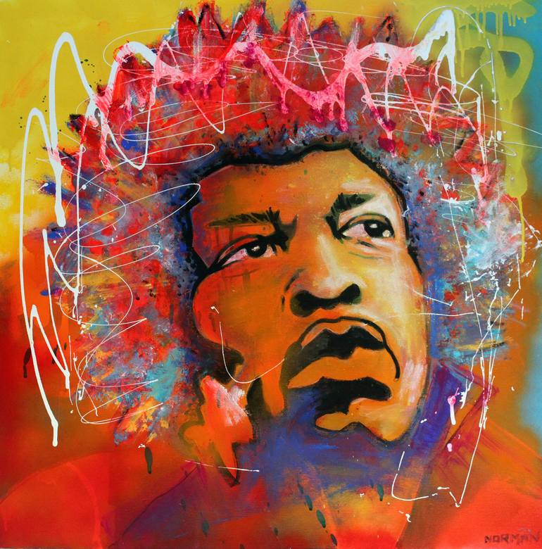 Hendrix Painting By Martyn Norman 