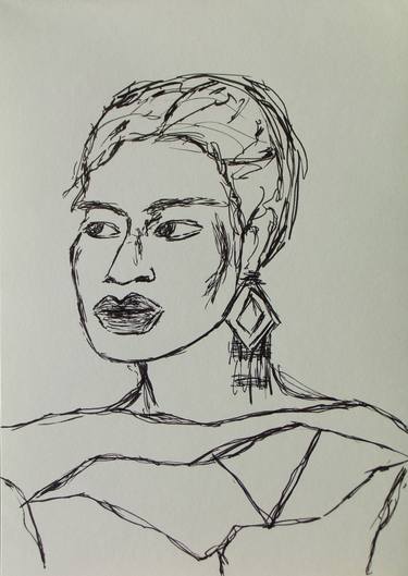 Original Expressionism Portrait Drawings by Sigrid Walser