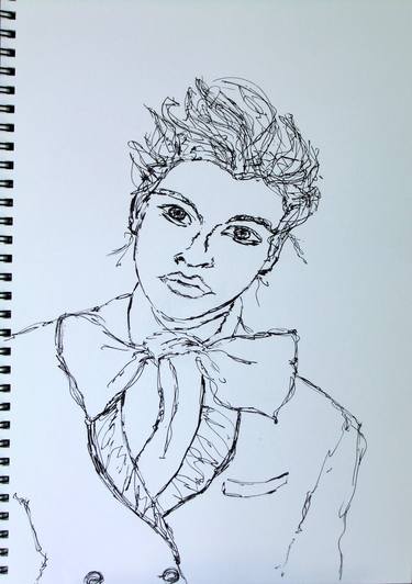 Original Expressionism Portrait Drawings by Sigrid Walser