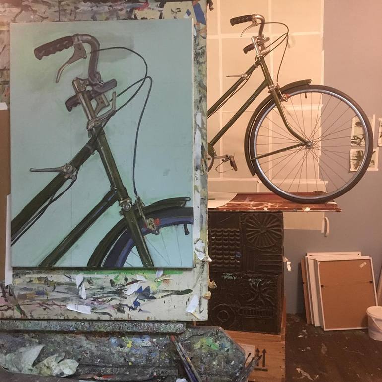 Original Impressionism Bicycle Painting by Taliah Lempert