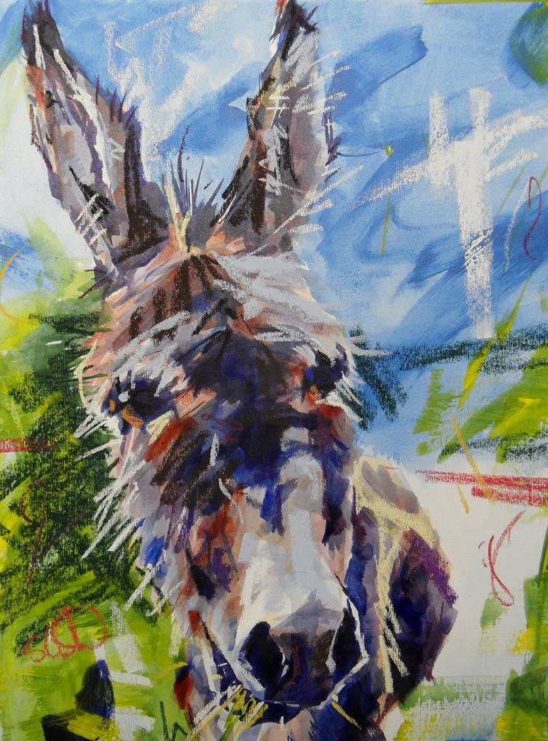 Donkey (blue) Painting by Simon Canacott | Saatchi Art