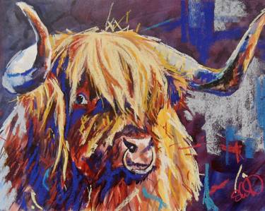 Print of Cows Paintings by Simon Canacott