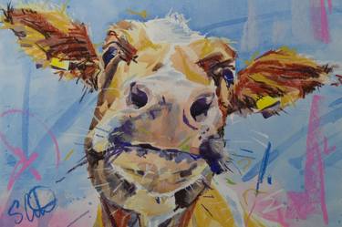 Print of Cows Paintings by Simon Canacott