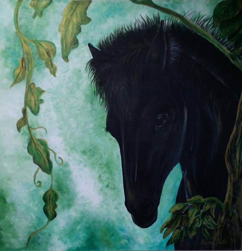 Black Horse Painting By Aurora Vite Saatchi Art