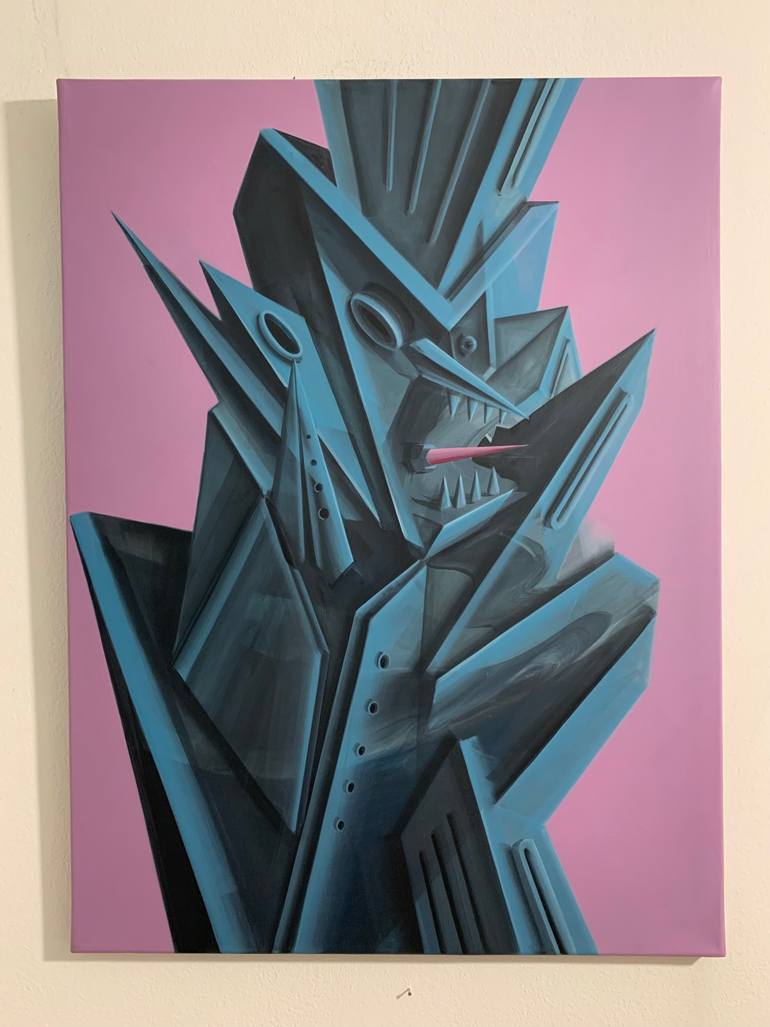 Original Geometric Abstract Painting by Roberto Chessa