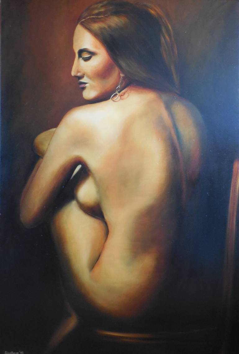 Series Nudes Woman With Earring Painting By Tatiana Siedlova