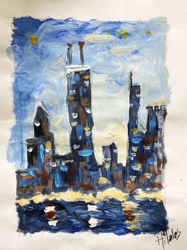 Original Abstract Expressionism Architecture Paintings by Hildos A