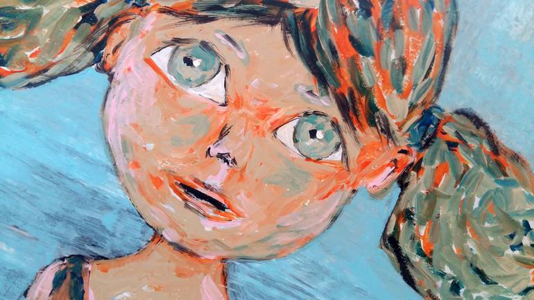 Original Expressionism Children Painting by Ivana Dostal