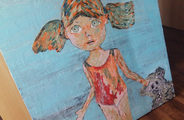 Original Expressionism Children Painting by Ivana Dostal