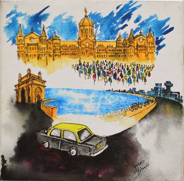 Print of Abstract Cities Paintings by Amal Shukla