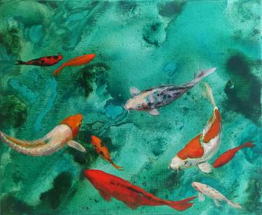 Original Expressionism Fish Paintings by Valeria Pesce