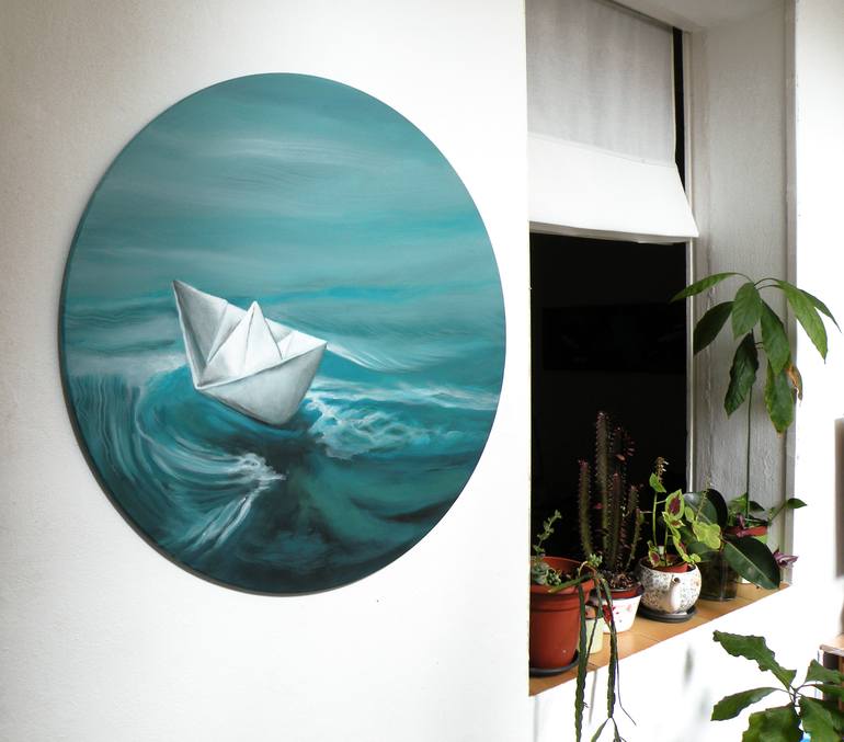 Original Fine Art Boat Painting by Valeria Pesce