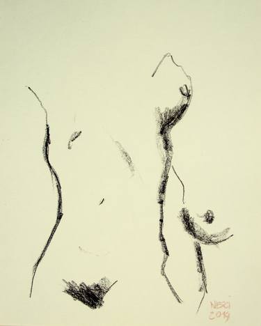 ABSTRACT EROTIC NUDE GIRL #05 (Charcoal and graphite drawing of nude european and asian girls series) thumb