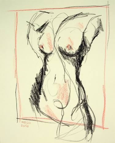 YOUNG EROTIC NUDE GIRL #10 (Charcoal and graphite drawing of nude european and asian girls series) thumb