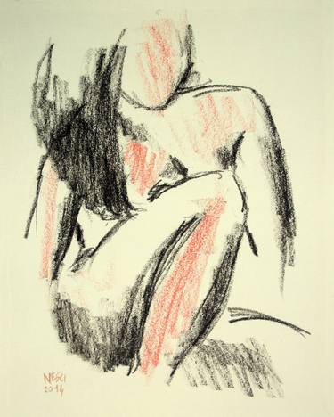 EROTIC YOUNG ASIAN GIRL #12 (Charcoal and graphite drawing of nude european and asian girls series) thumb
