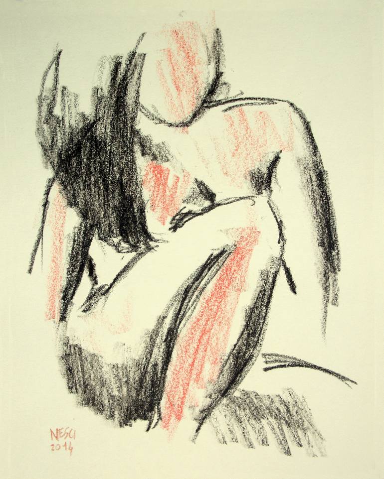 Old Asian Art Nude - EROTIC YOUNG ASIAN GIRL #12 (Charcoal and graphite drawing of nude european  and asian girls series) Drawing by Alessandro Nesci | Saatchi Art