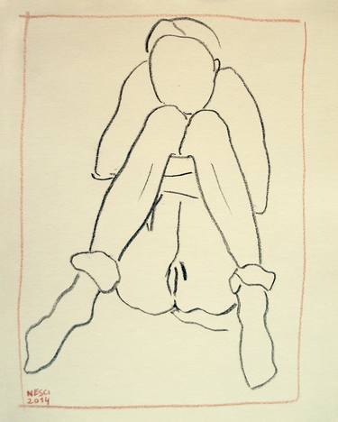 Original Expressionism Nude Drawings by Alessandro Nesci