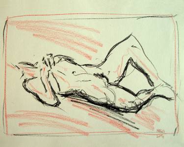 HOMMAGE À SCHIELE, INSPIRED BY SCHIELE #24 (Charcoal and graphite drawing of nude european and asian girls series) thumb