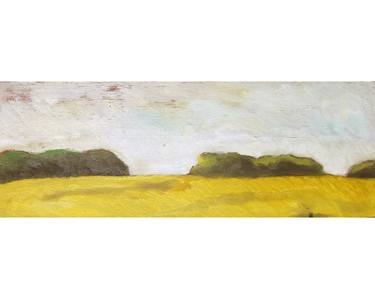 ROMAN COUNTRYSIDE LANDSCAPE: PINES BEHIND A HILL IN THE ROMAN CAMPAGNA, CORNFIELD #004 - Italian and roman countryside landscapes, oil on wood series thumb