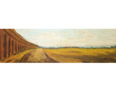 ROMAN COUNTRYSIDE LANDSCAPE: THE ANCIENT ROMAN AQUEDUCTS IN THE CAMPAGNA, ROME, ITALY #010 - Italian and roman countryside landscapes, oil on wood thumb