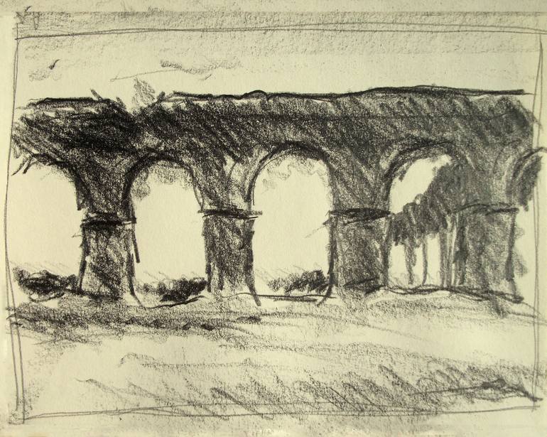 Italian Landscape ancient roman aqueduct in Rome 01 (Series Landscape