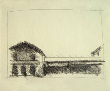 Italian Landscapes: Houses near the Tyrrhenian Sea #07 (Series Landscape Ink, Graphite, Pencil, Charcoal Drawing) thumb