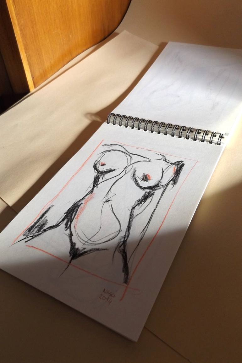 Original Abstract Nude Drawing by Alessandro Nesci