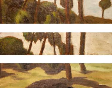 ITALIAN COUNTRYSIDE LANDSCAPE: ANTEMNAE MOUNT IN THE ROMAN CAMPAGNA #032 - Italian and roman countryside landscapes, oil on wood series thumb
