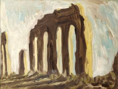 LANDSCAPE, ITALY, ROME: ARCHES IN THE COUNTRYSIDE (AQUA CLAUDIA) #036- Italian and roman countryside landscapes, oil on canvas thumb