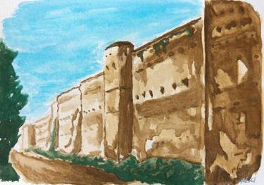 Italian landscape: The Aurelian Walls, Rome, Italy - Watercolor Landscape of Roman countryside serie, 2005 thumb