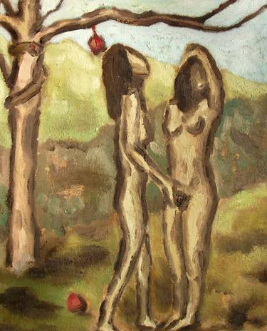 Eve and Eve - (Series on Expressionism, oil painting on canvas with artist-made preparations) thumb