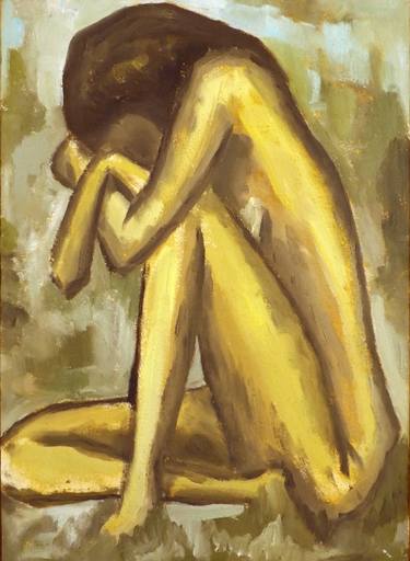 Girl in the green (Series on Expressionism, oil painting on canvas with artist-made preparations) thumb